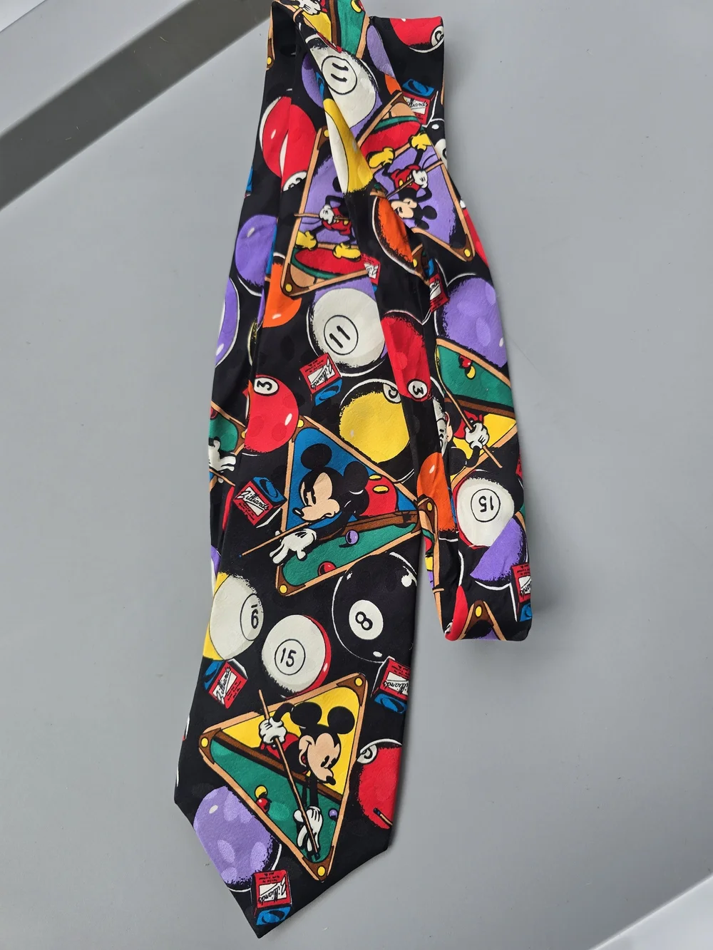 Vintage Mickey Inc Disney Mickey Mouse Billiards Pool Silk Tie Novelty 90s